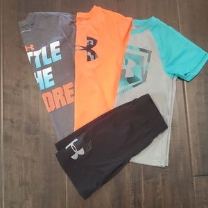 lot of 3 shirts and 1 pair of shorts